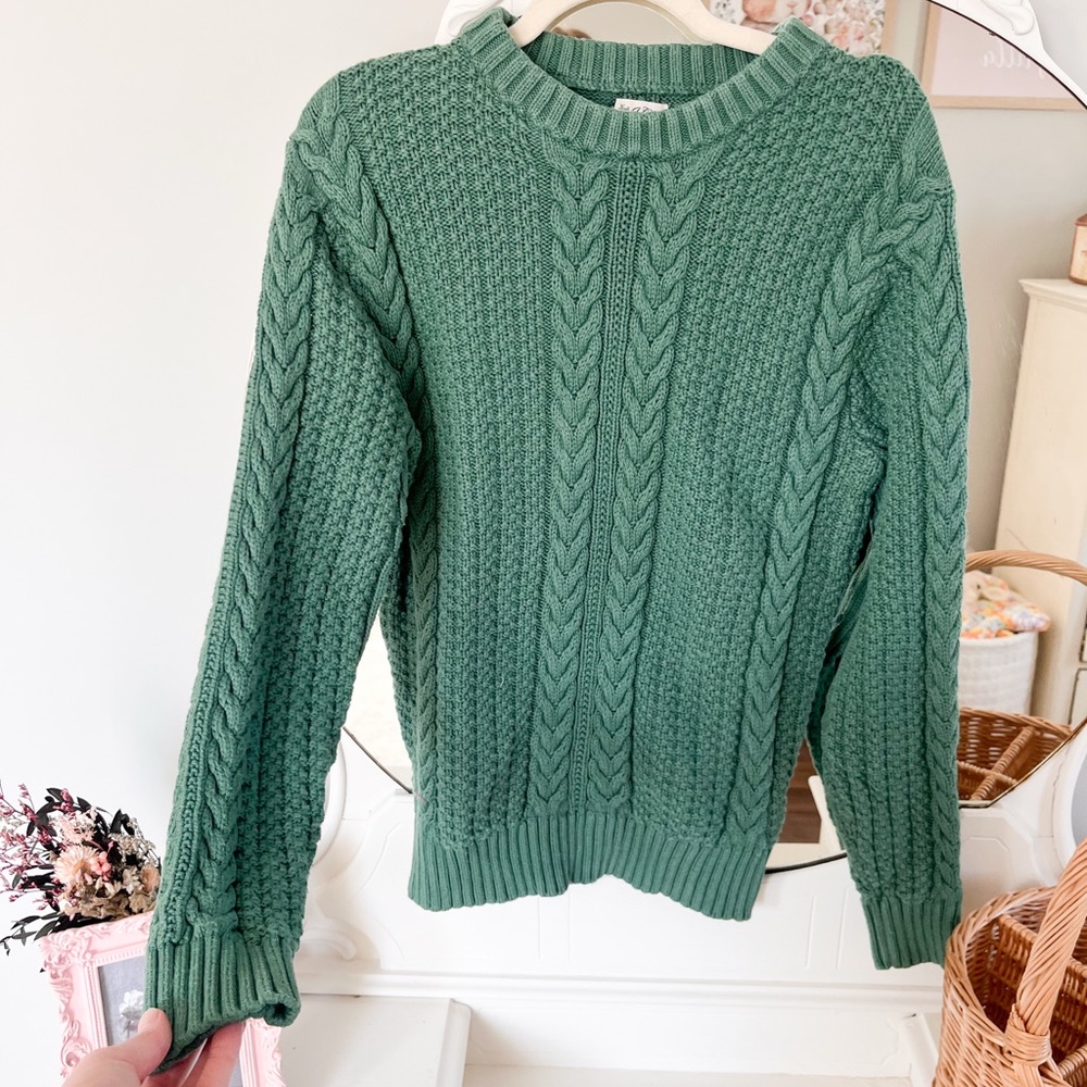 J crew green cotton sweater